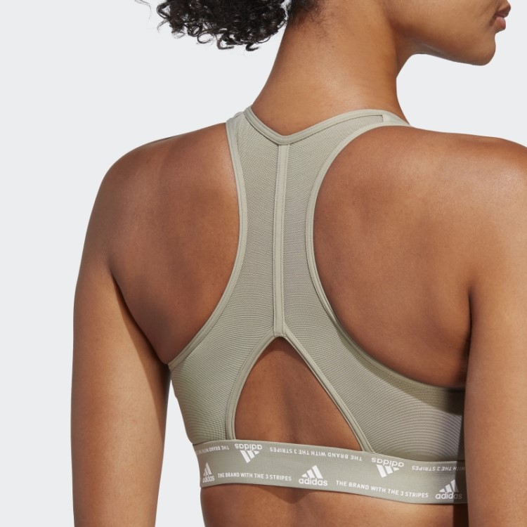 Sutiã De Treino De Suporte Médio Adidas Powerreact De Pebble Prateado