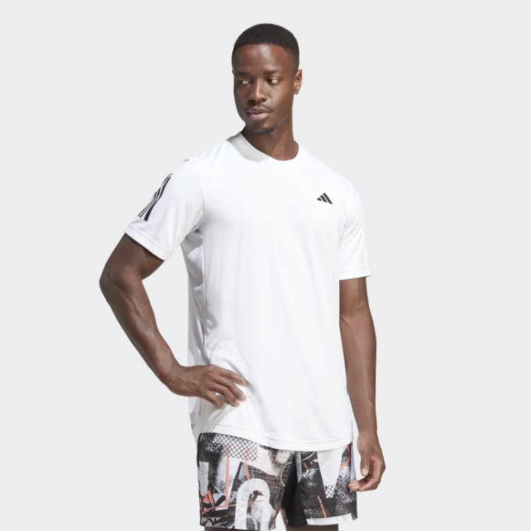 Camiseta De Tênis Branca Com As Três Listras Adidas Club