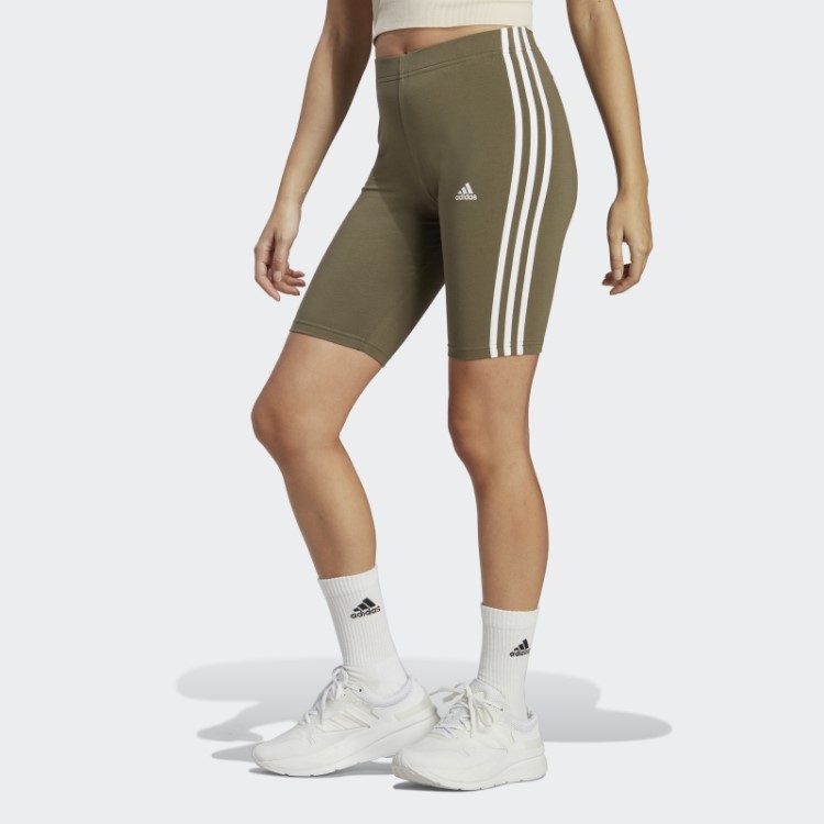 Shorts De Ciclismo Com As Três Listras Essentials Adidas Olive