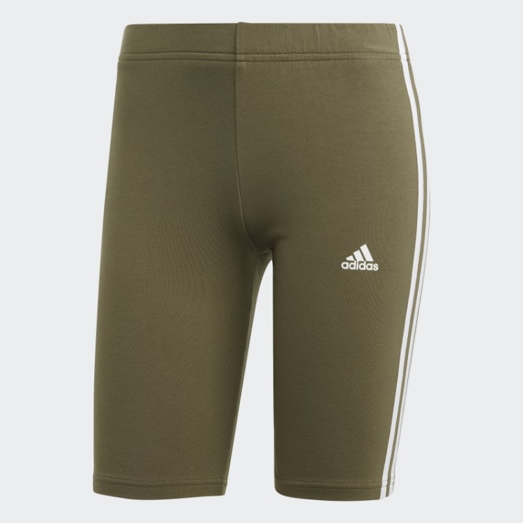 Shorts De Ciclismo Com As Três Listras Essentials Adidas Olive