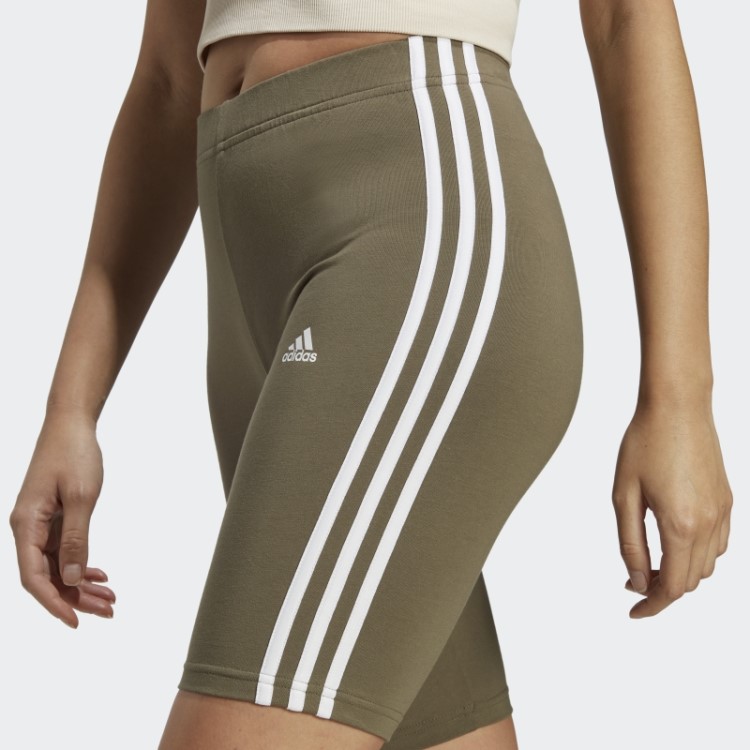 Shorts De Ciclismo Com As Três Listras Essentials Adidas Olive