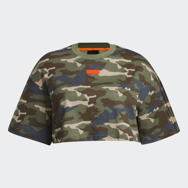 Camiseta Cropped (tamanho Grande) Com Estampa Camuflada Adidas