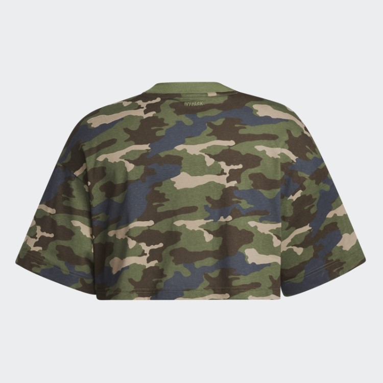 Camiseta Cropped (tamanho Grande) Com Estampa Camuflada Adidas