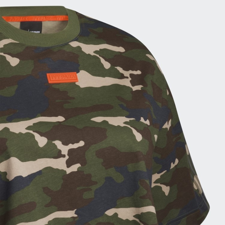 Camiseta Cropped (tamanho Grande) Com Estampa Camuflada Adidas