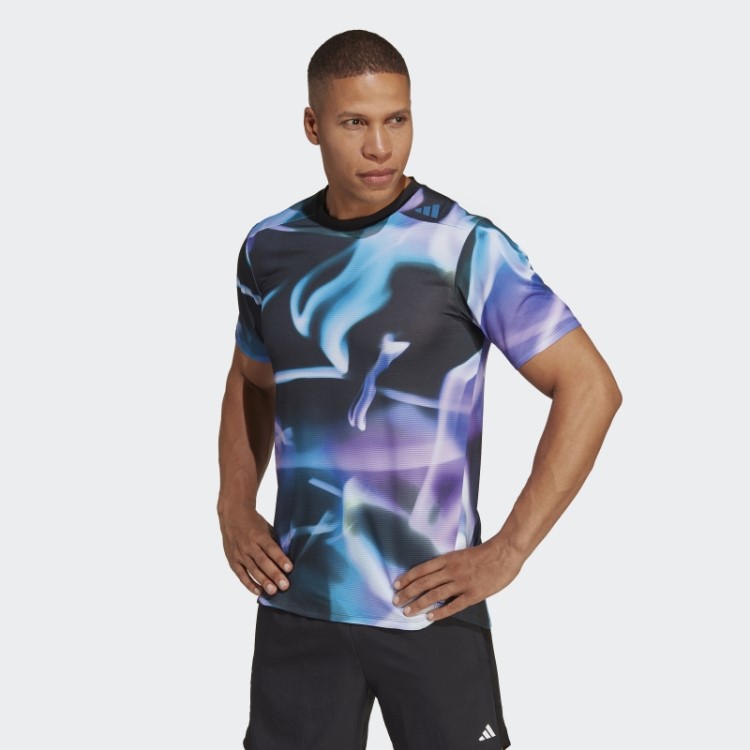 Camiseta De Treino Hiit Com Estampa Allover Adidas Violeta 4 Training Heat.rdy