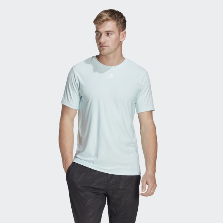 Camiseta De Treino Azul Com Estampa De 3 Barras Adidas