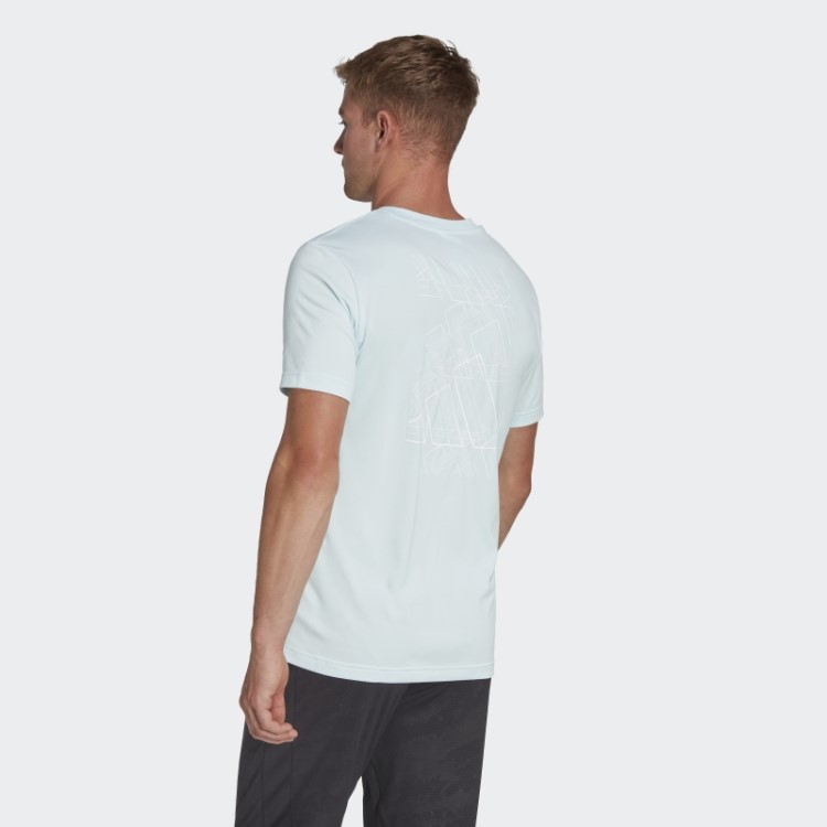 Camiseta De Treino Azul Com Estampa De 3 Barras Adidas
