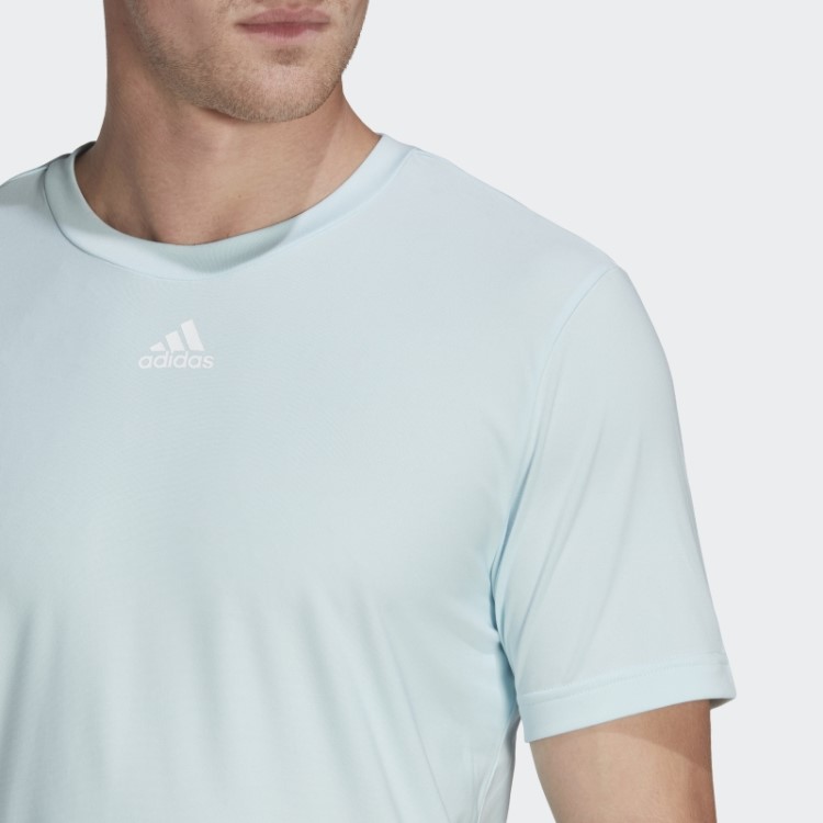 Camiseta De Treino Azul Com Estampa De 3 Barras Adidas