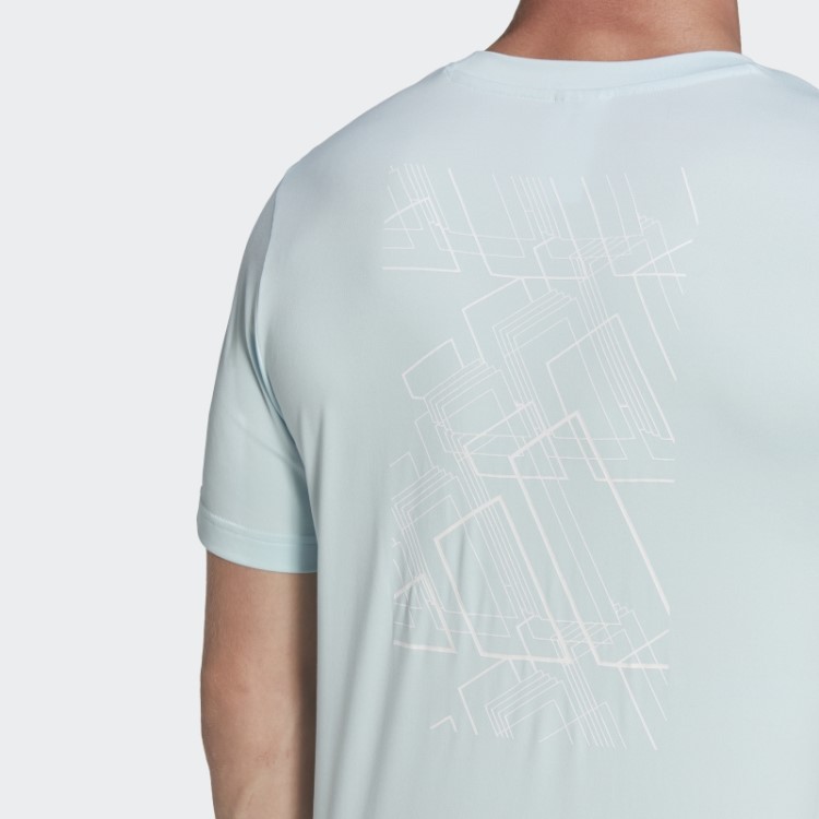 Camiseta De Treino Azul Com Estampa De 3 Barras Adidas