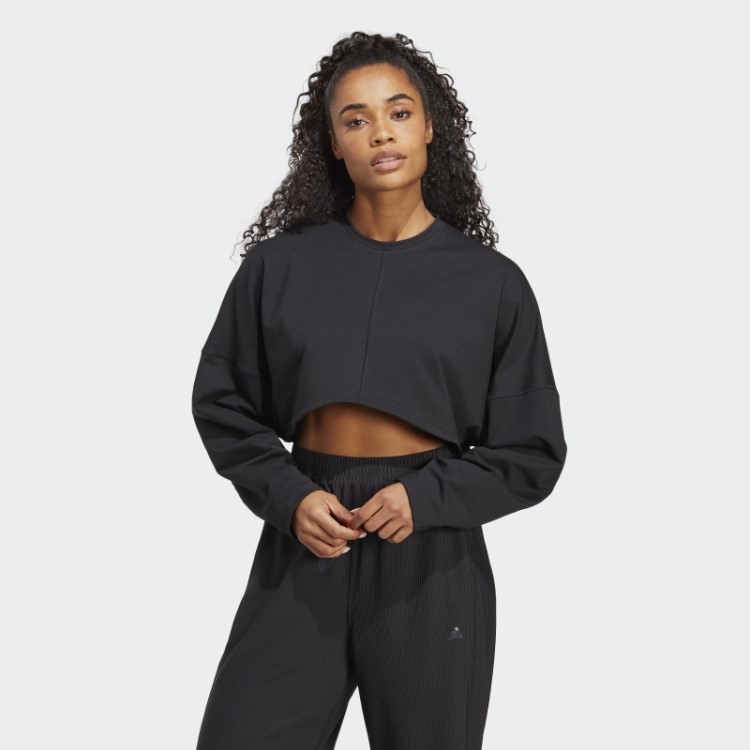 Moletom Preto Adidas Yoga Studio Crop Moda