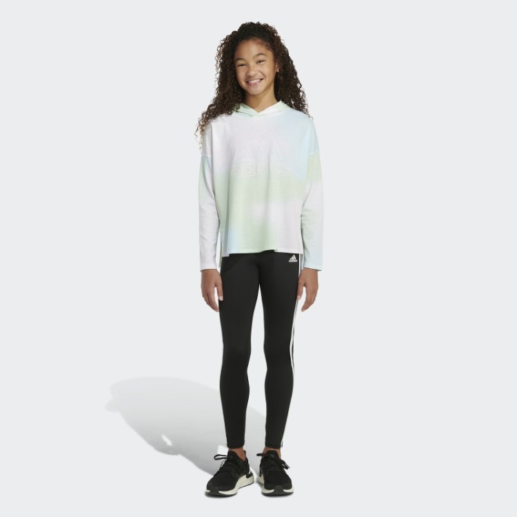 Camiseta Adidas Branca De Manga Longa Com Capuz E Bainha Curvada