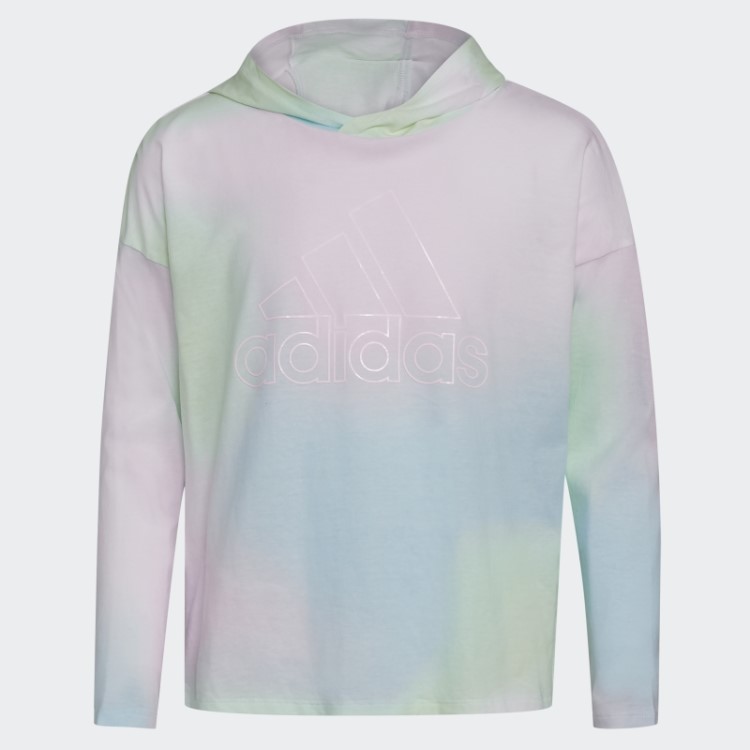 Camiseta Adidas Branca De Manga Longa Com Capuz E Bainha Curvada