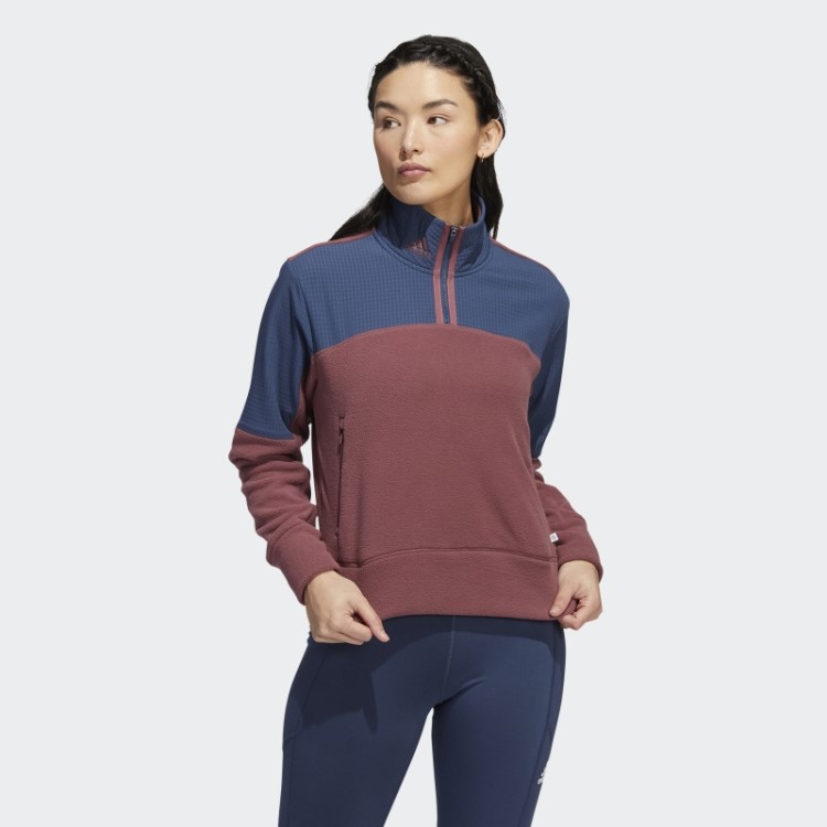 Jaqueta De Lã Adidas Com Zíper 1/4 Bordô