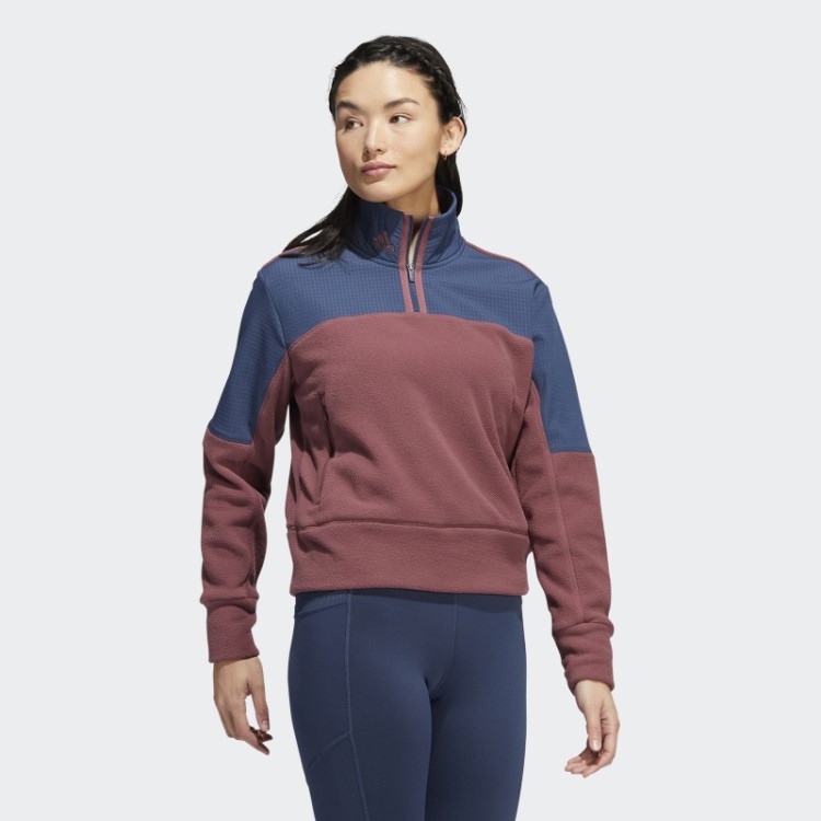 Jaqueta De Lã Adidas Com Zíper 1/4 Bordô