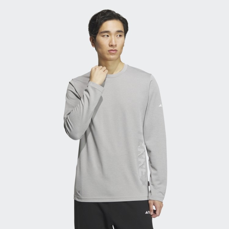Blusa Top Tech Manga Longa Adidas Cinza Médio
