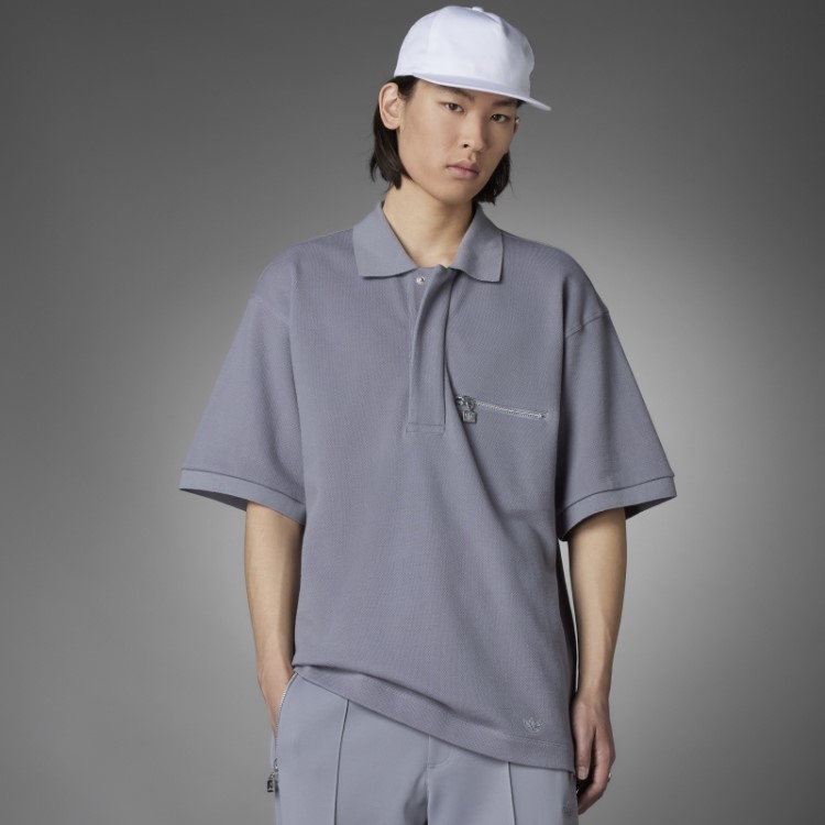 Camisa Polo Tie-break Versão Azul Cinza Adidas