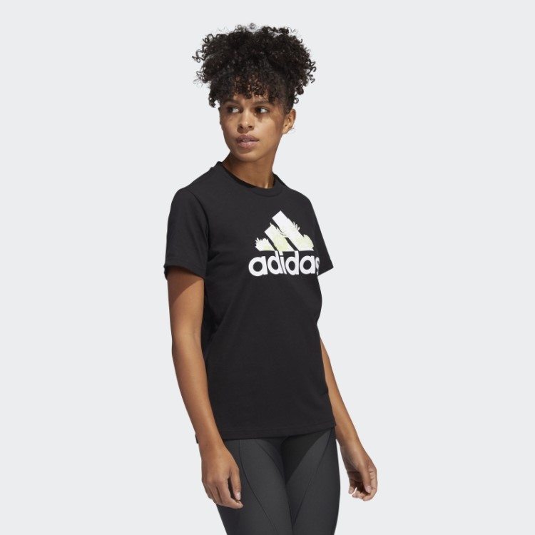 Camiseta Super-heroína Com Estampa Floral E Logo Preta Adidas