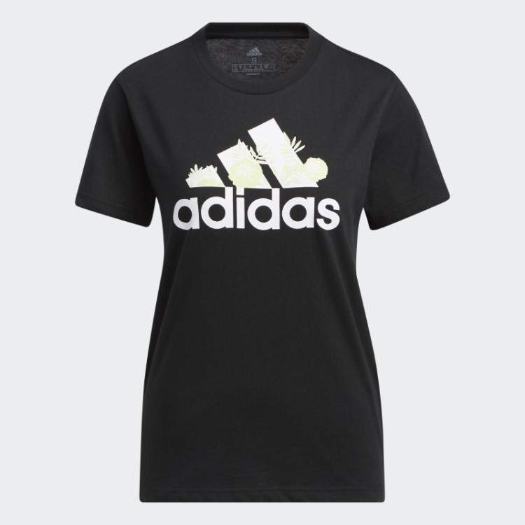 Camiseta Super-heroína Com Estampa Floral E Logo Preta Adidas