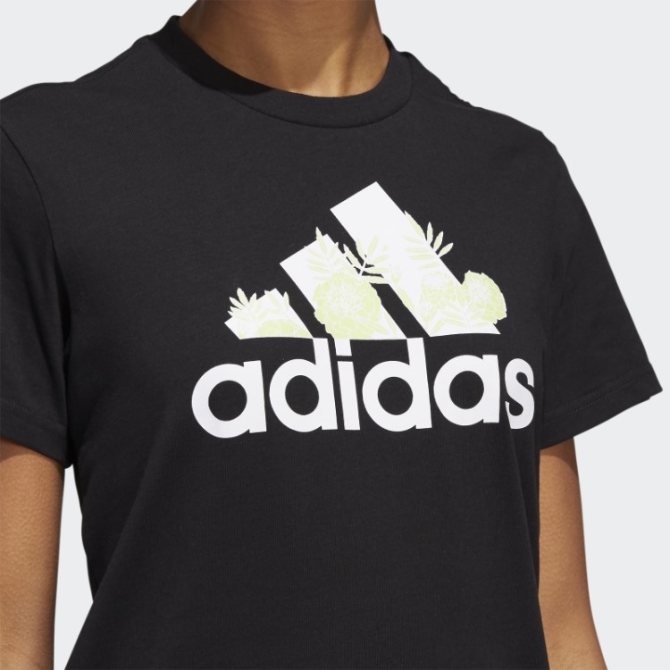 Camiseta Super-heroína Com Estampa Floral E Logo Preta Adidas