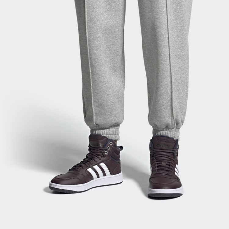 Marrom Adidas Hoops 3.0 Estilo De Vida Médio Basquete Clássico Forro De Pele Sapatos De Inverno