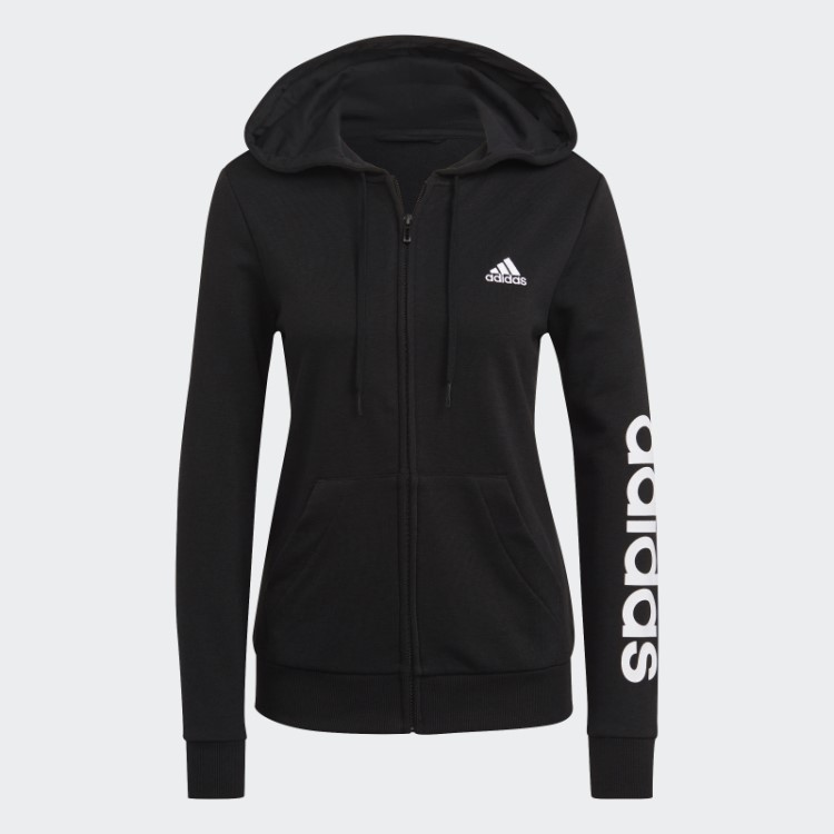 Essentials Moletom Com Capuz E Zíper Completo Adidas Preto