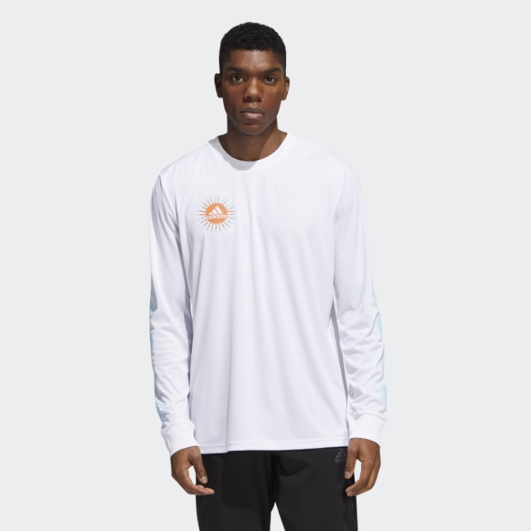 Camiseta Branca Manga Longa Com Estampa De Corrida Freedom Adidas