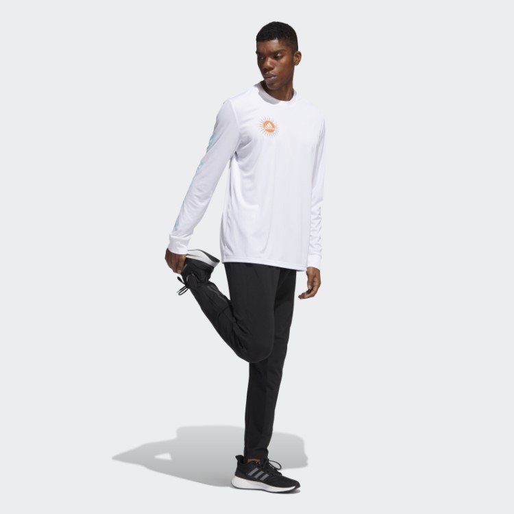 Camiseta Branca Manga Longa Com Estampa De Corrida Freedom Adidas