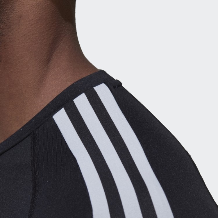 Adidas Techfit 3 Listras Camiseta Manga Longa Preta