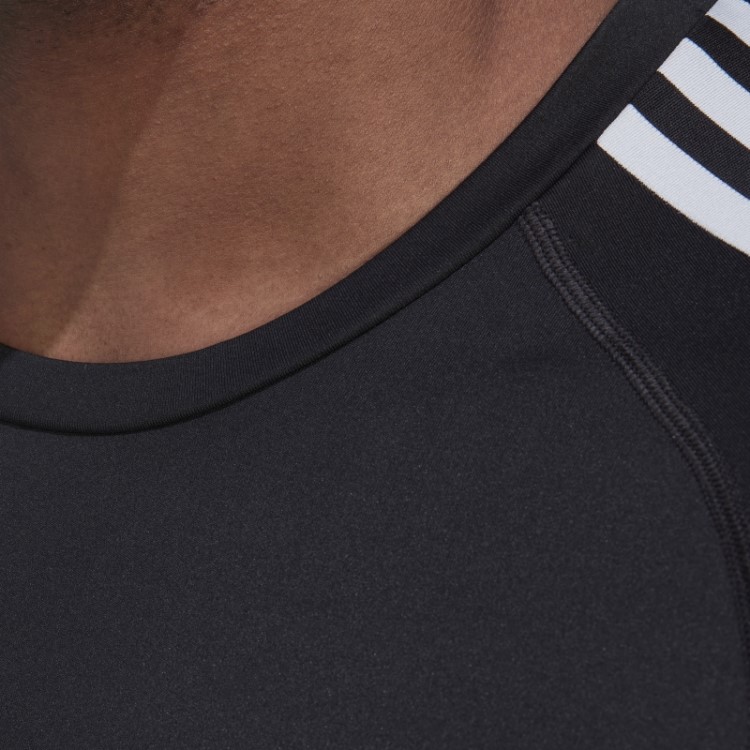 Top Preto Techfit 3 Listras Manga Longa Para Treino Adidas