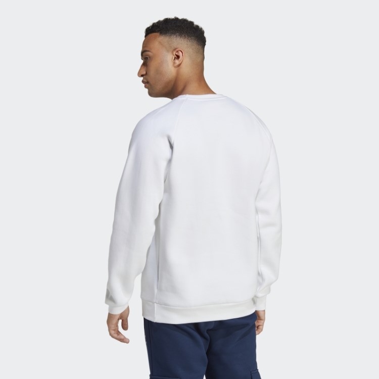 Moletom Branco Trefoil Essentials Gola Redonda Adidas Fashion