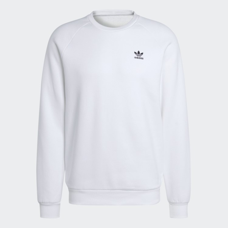 Moletom Branco Trefoil Essentials Gola Redonda Adidas Fashion