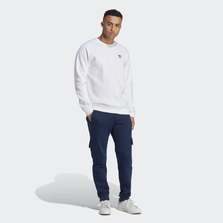 Moletom Branco Trefoil Essentials Gola Redonda Adidas Fashion
