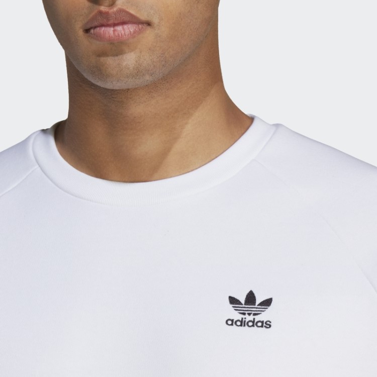 Moletom Branco Trefoil Essentials Gola Redonda Adidas Fashion