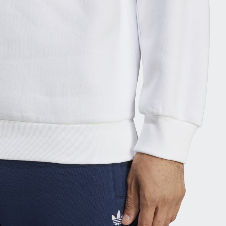 Moletom Branco Trefoil Essentials Gola Redonda Adidas Fashion