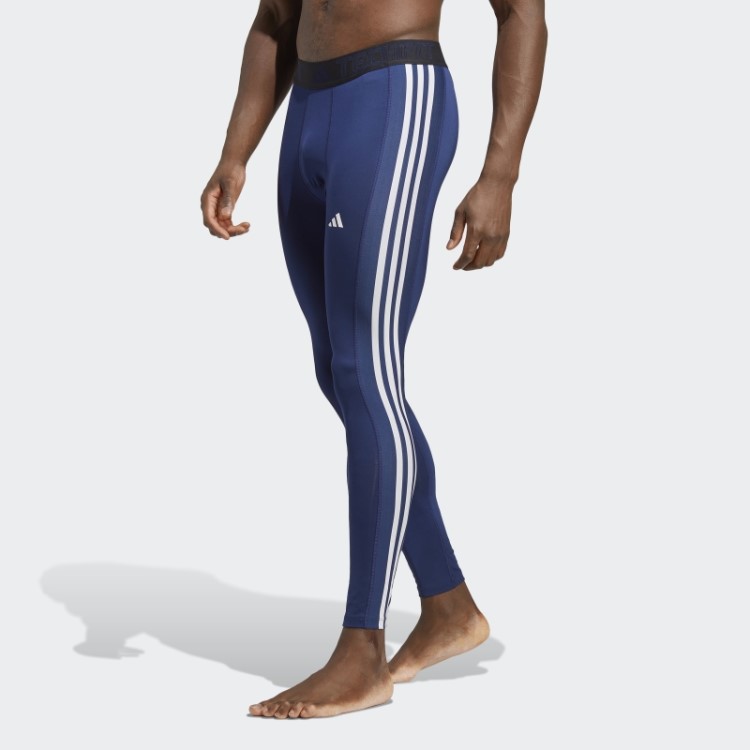 Techfit 3 Listras Calças Compridas De Treinamento Adidas Azul Escuro