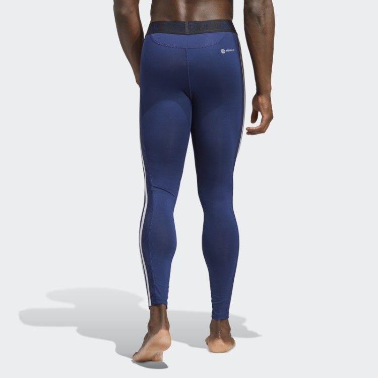 Techfit 3 Listras Calças Compridas De Treinamento Adidas Azul Escuro