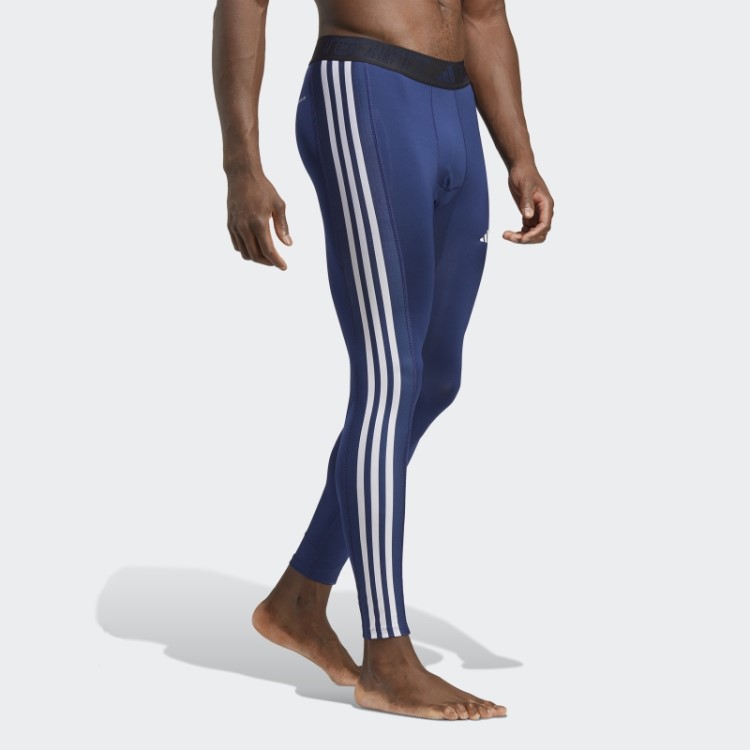 Techfit 3 Listras Calças Compridas De Treinamento Adidas Azul Escuro