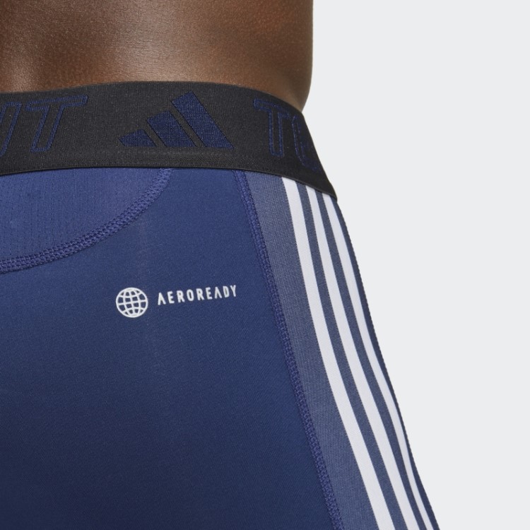 Techfit 3 Listras Calças Compridas De Treinamento Adidas Azul Escuro