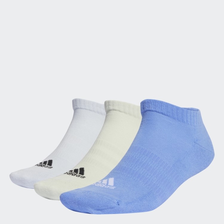 Meias Adidas Azul Cano Baixo Almofadadas 3 Pares