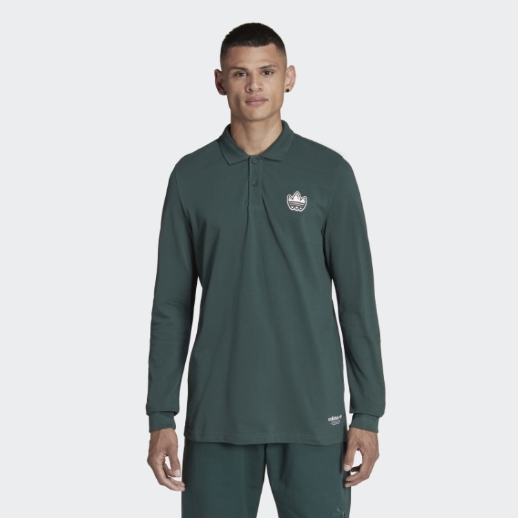 Camisa Polo Manga Longa Campus Verde Mineral Adidas