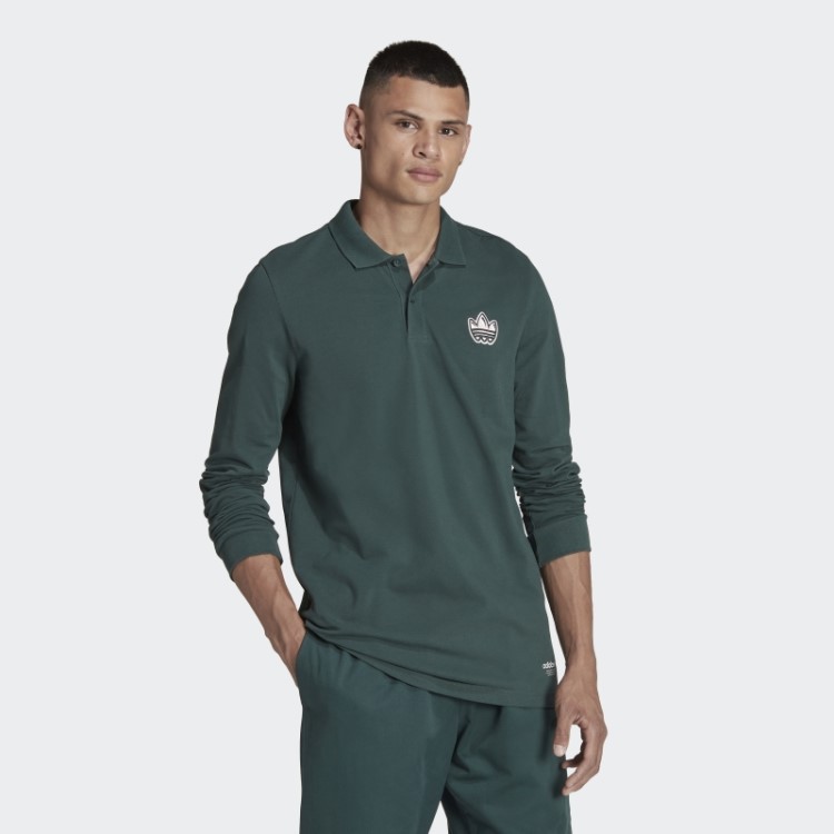 Camisa Polo Manga Longa Campus Verde Mineral Adidas