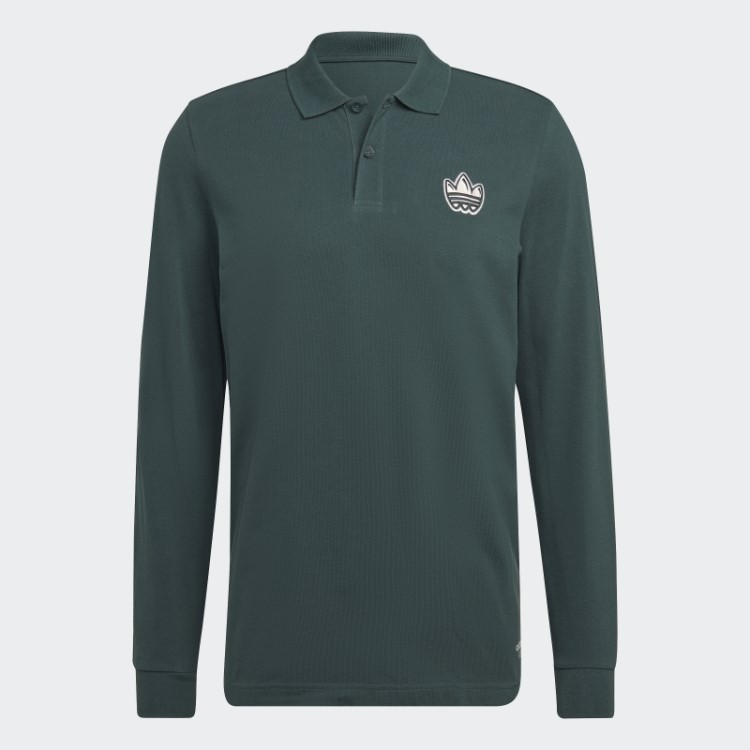 Camisa Polo Manga Longa Campus Verde Mineral Adidas