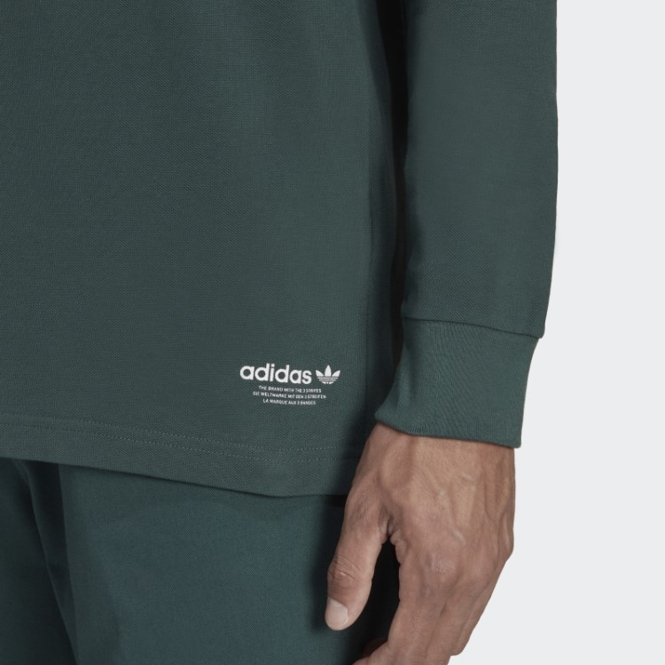 Camisa Polo Manga Longa Campus Verde Mineral Adidas