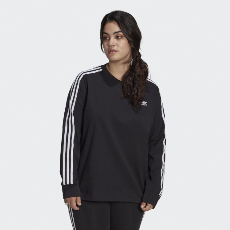 Camiseta De Manga Longa Preta Adicolor Classics (tamanho Grande) Adidas