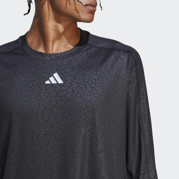 Camiseta De Manga Longa Preta Adidas Com Estampa Pu