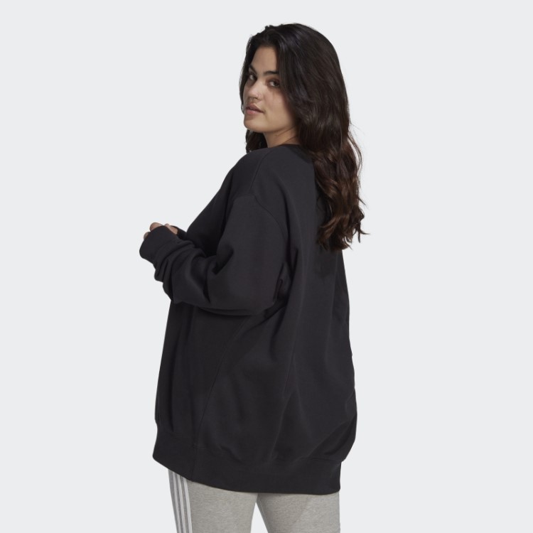 Moletom Preto Adidas Trefoil Crew (tamanho Grande)