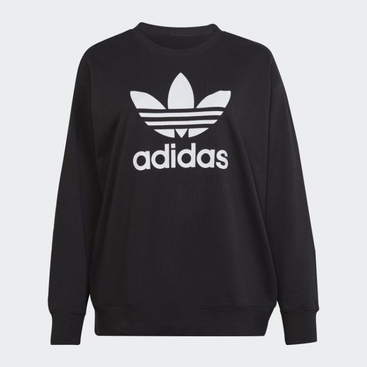 Moletom Preto Adidas Trefoil Crew (tamanho Grande)
