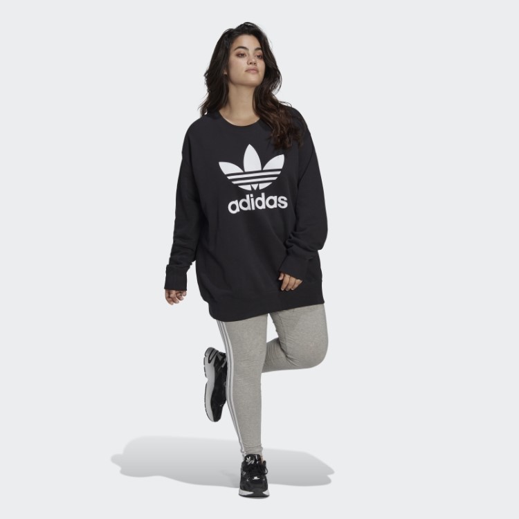 Moletom Preto Adidas Trefoil Crew (tamanho Grande)