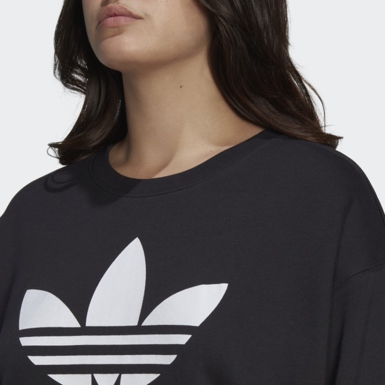 Moletom Preto Adidas Trefoil Crew (tamanho Grande)