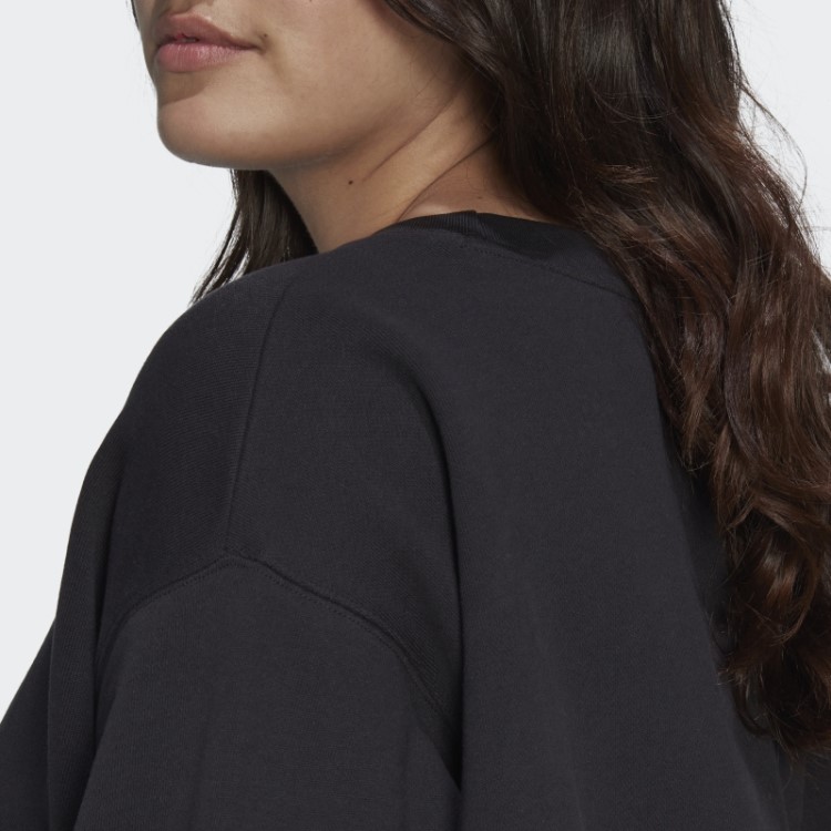 Moletom Preto Adidas Trefoil Crew (tamanho Grande)